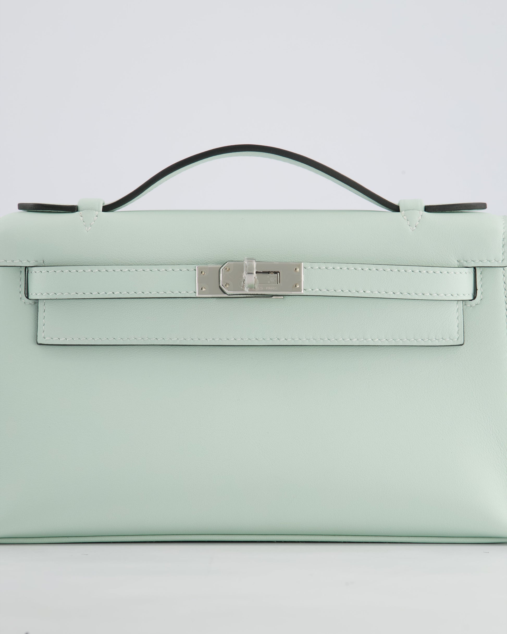 Hermes Mini Kelly Pochette Bag in Vert Peppermint Swift Leather with Palladium Hardware