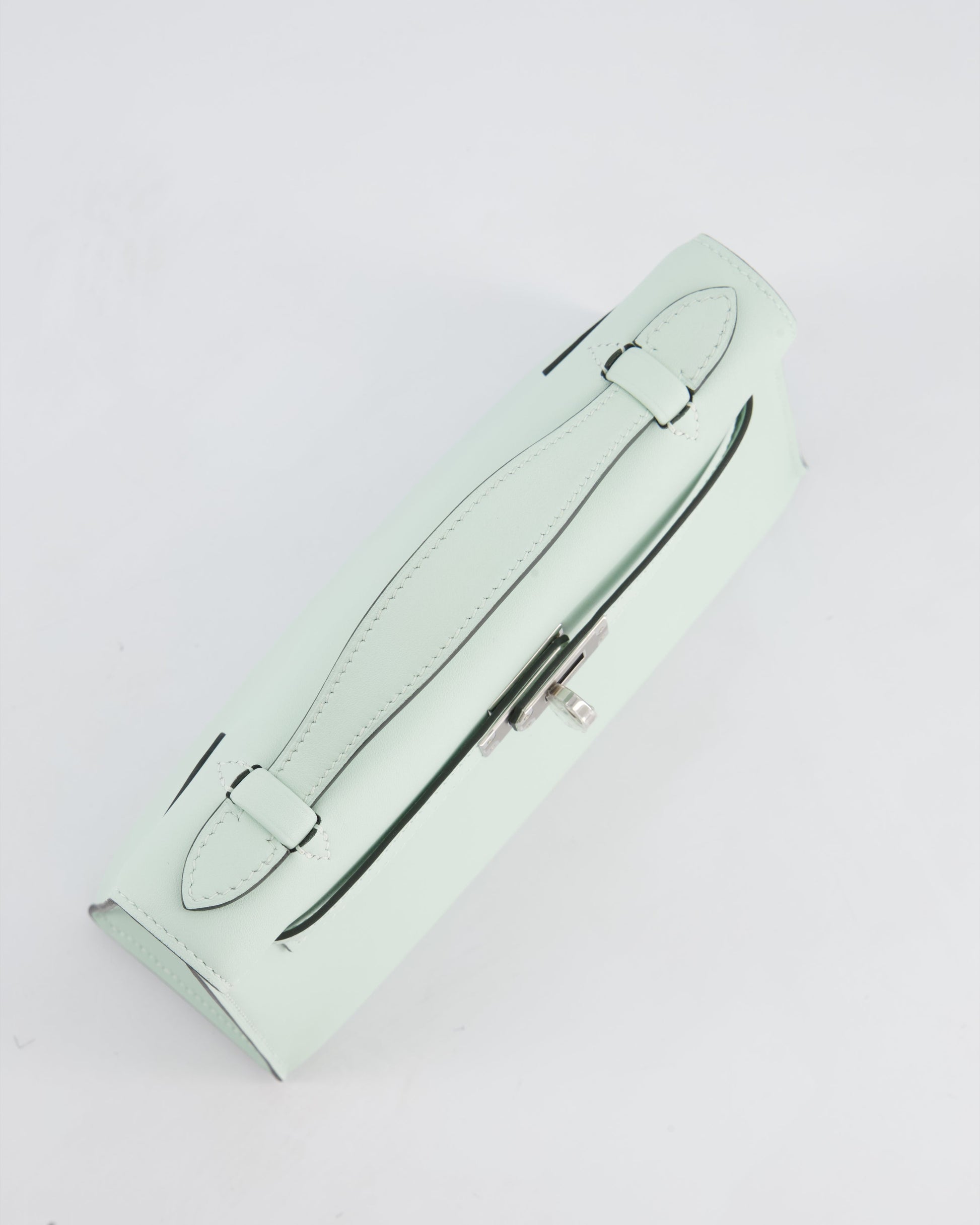 Hermes Mini Kelly Pochette Bag in Vert Peppermint Swift Leather with Palladium Hardware