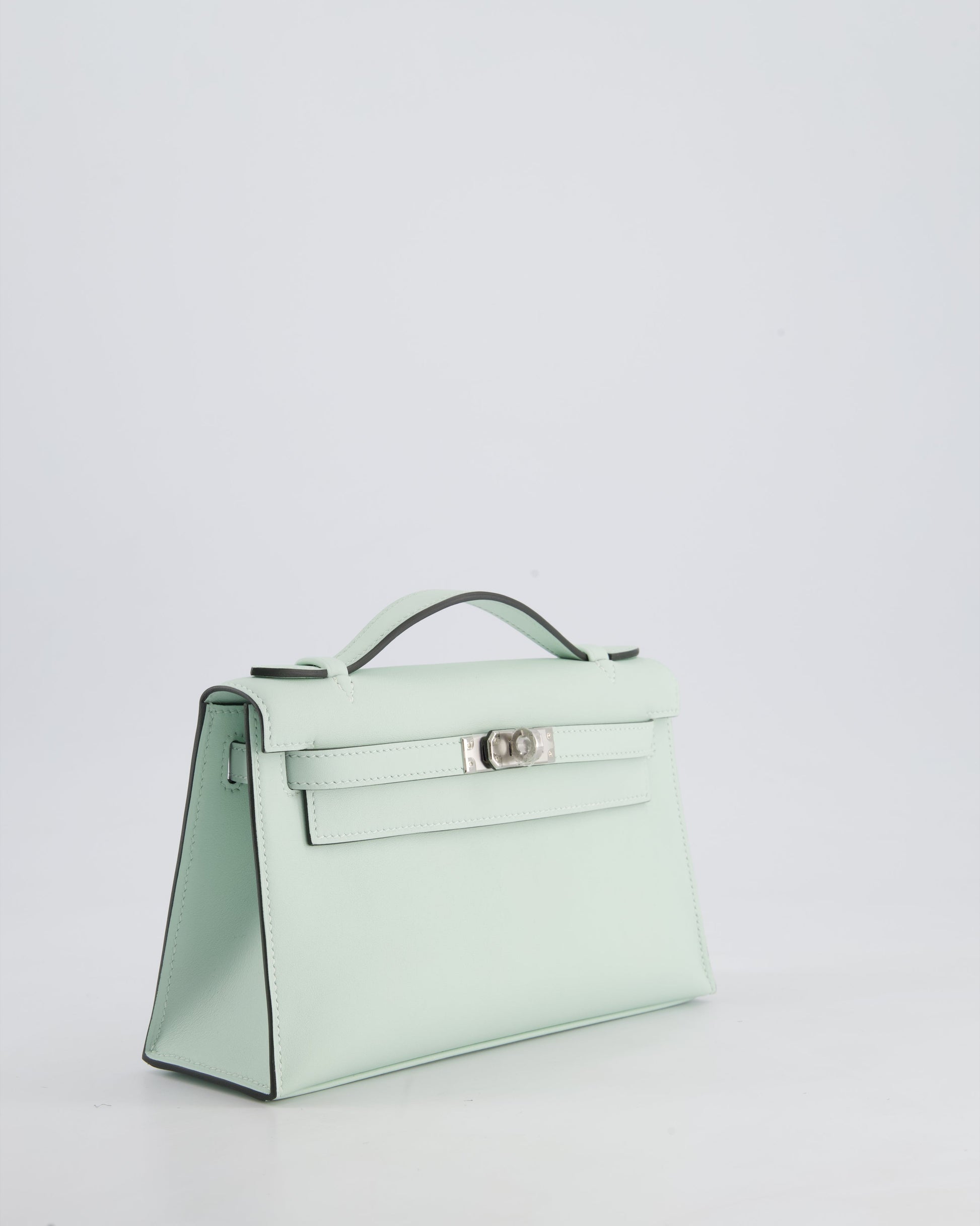 Hermes Mini Kelly Pochette Bag in Vert Peppermint Swift Leather with Palladium Hardware