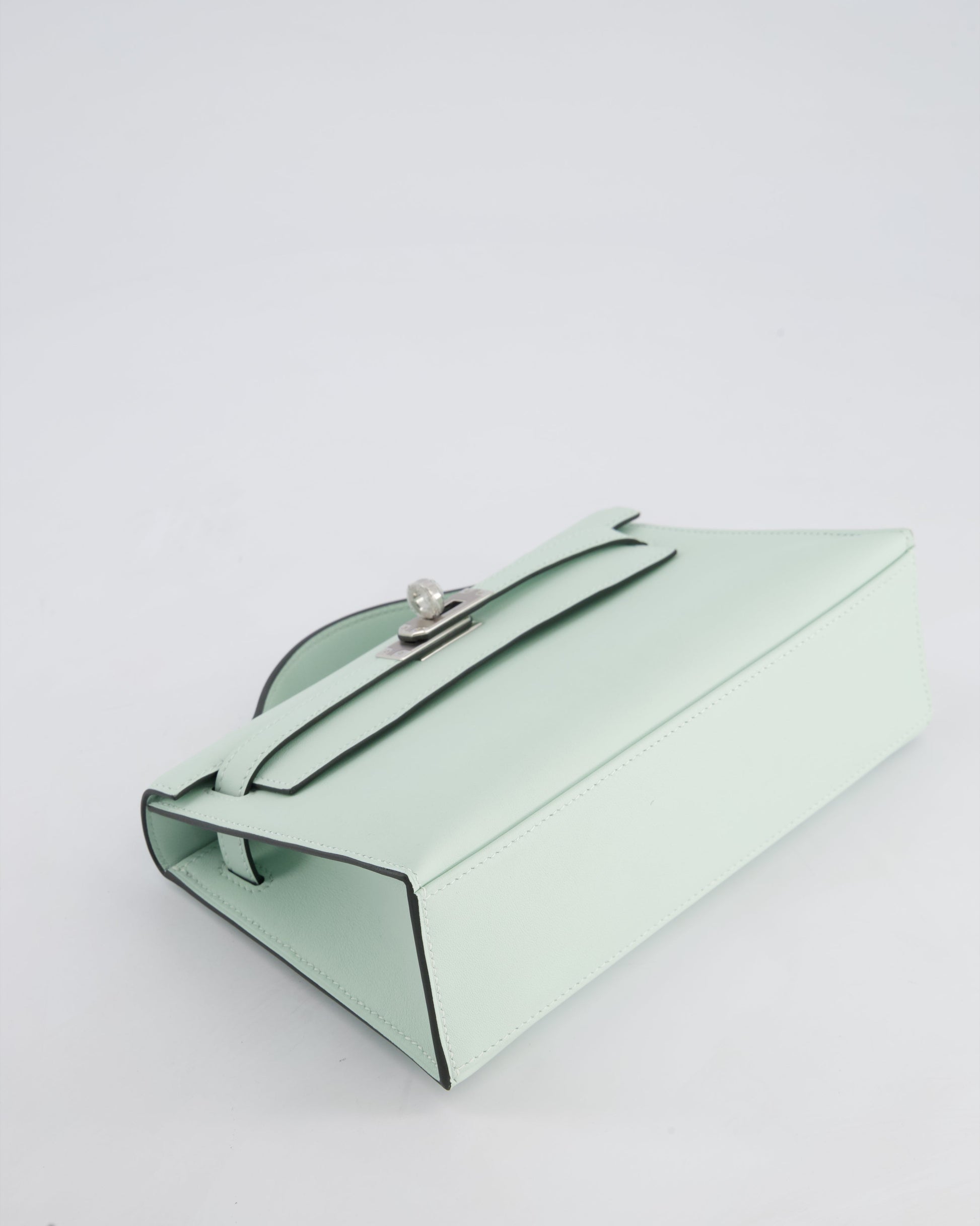 Hermes Mini Kelly Pochette Bag in Vert Peppermint Swift Leather with Palladium Hardware