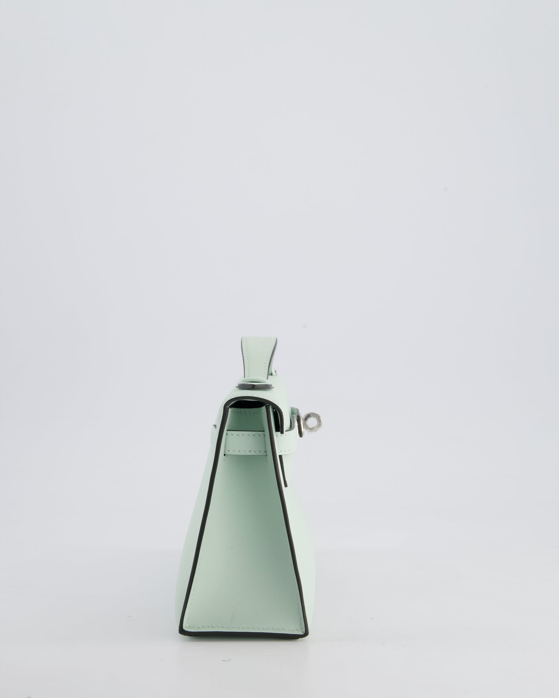Hermes Mini Kelly Pochette Bag in Vert Peppermint Swift Leather with Palladium Hardware