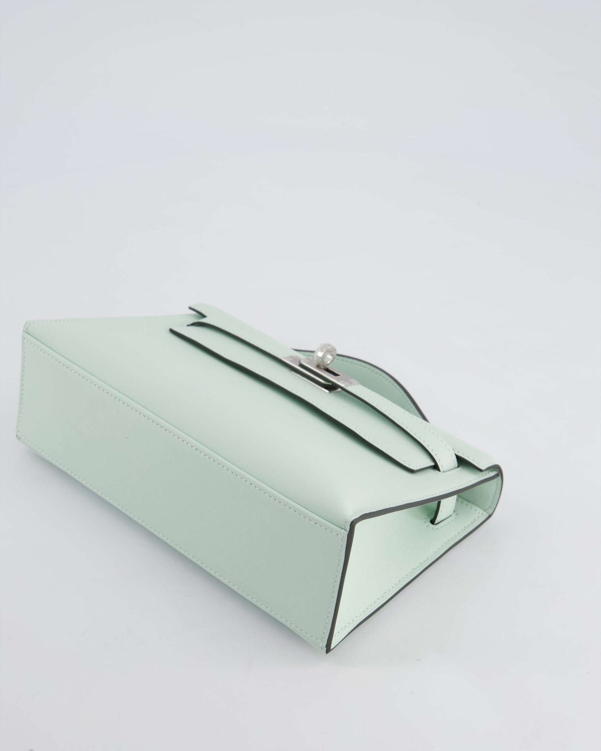 Hermes Mini Kelly Pochette Bag in Vert Peppermint Swift Leather with Palladium Hardware