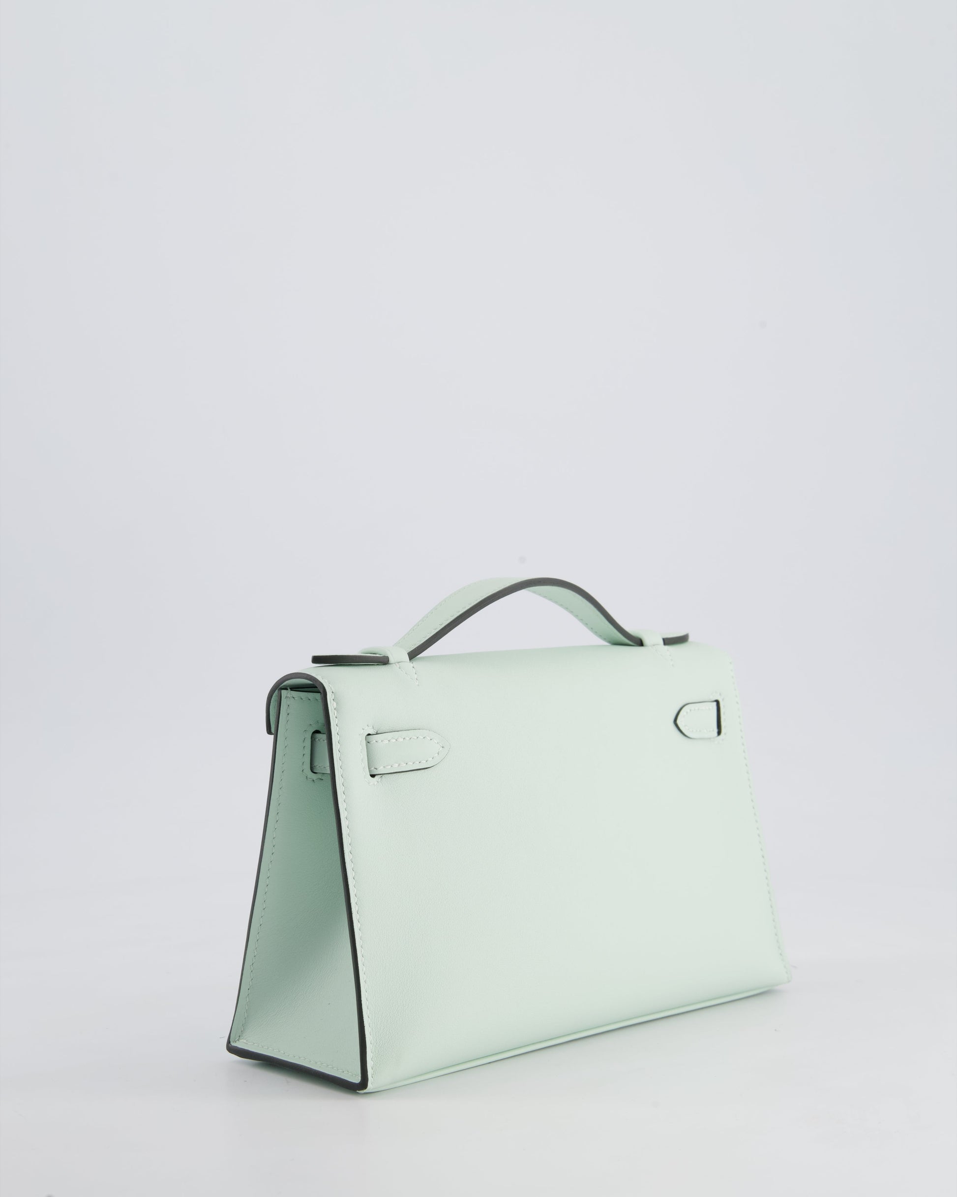 Hermes Mini Kelly Pochette Bag in Vert Peppermint Swift Leather with Palladium Hardware