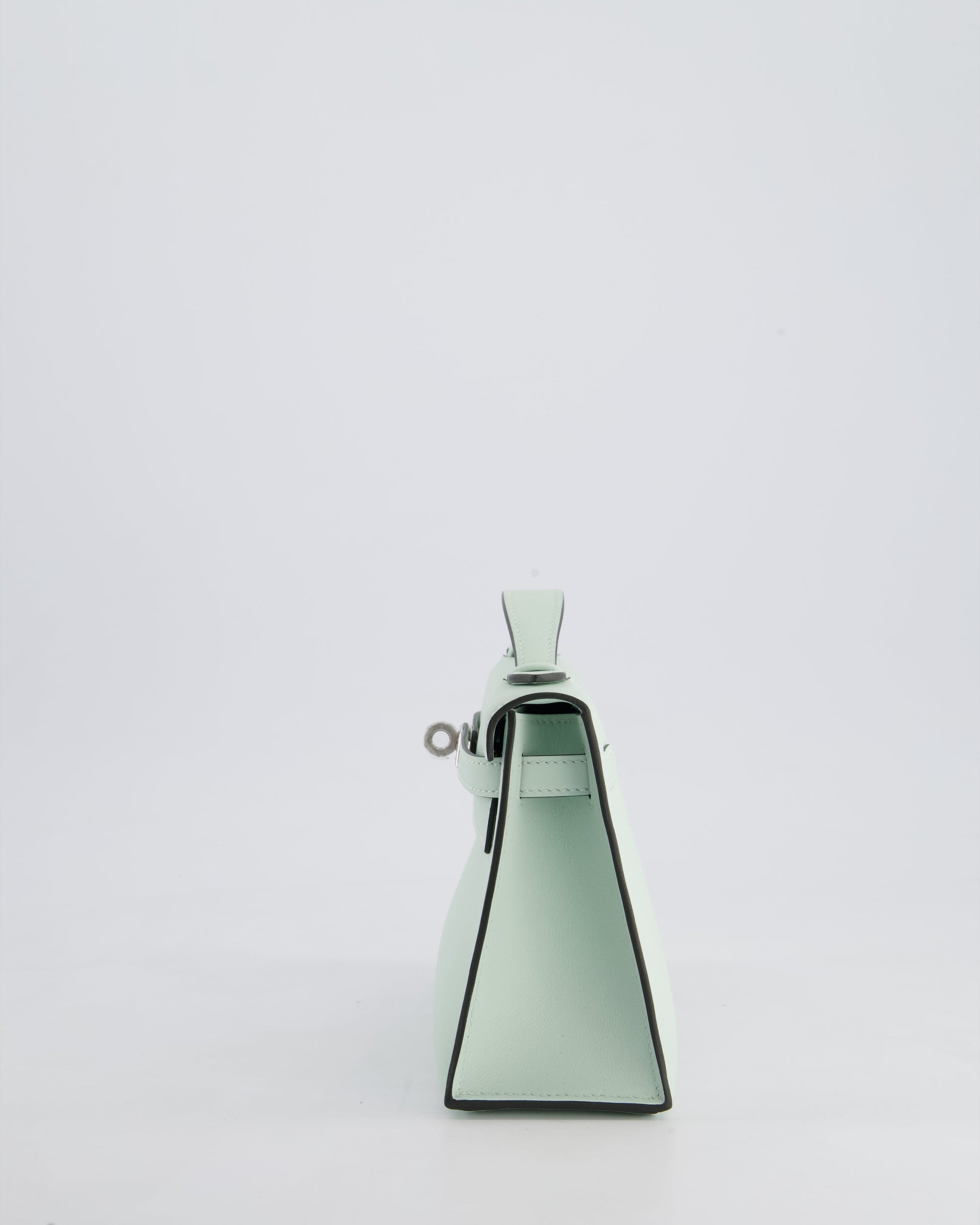 Hermes Mini Kelly Pochette Bag in Vert Peppermint Swift Leather with Palladium Hardware