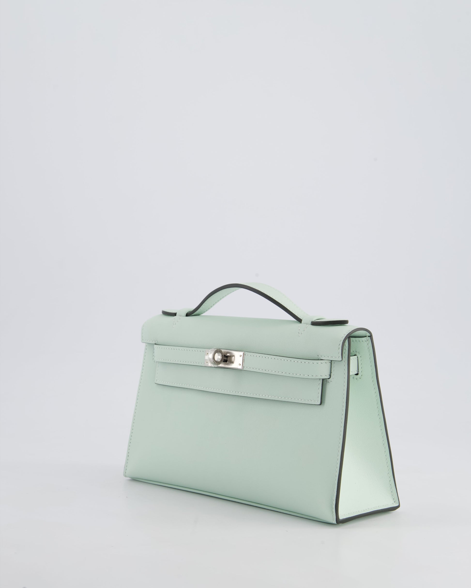 Hermes Mini Kelly Pochette Bag in Vert Peppermint Swift Leather with Palladium Hardware