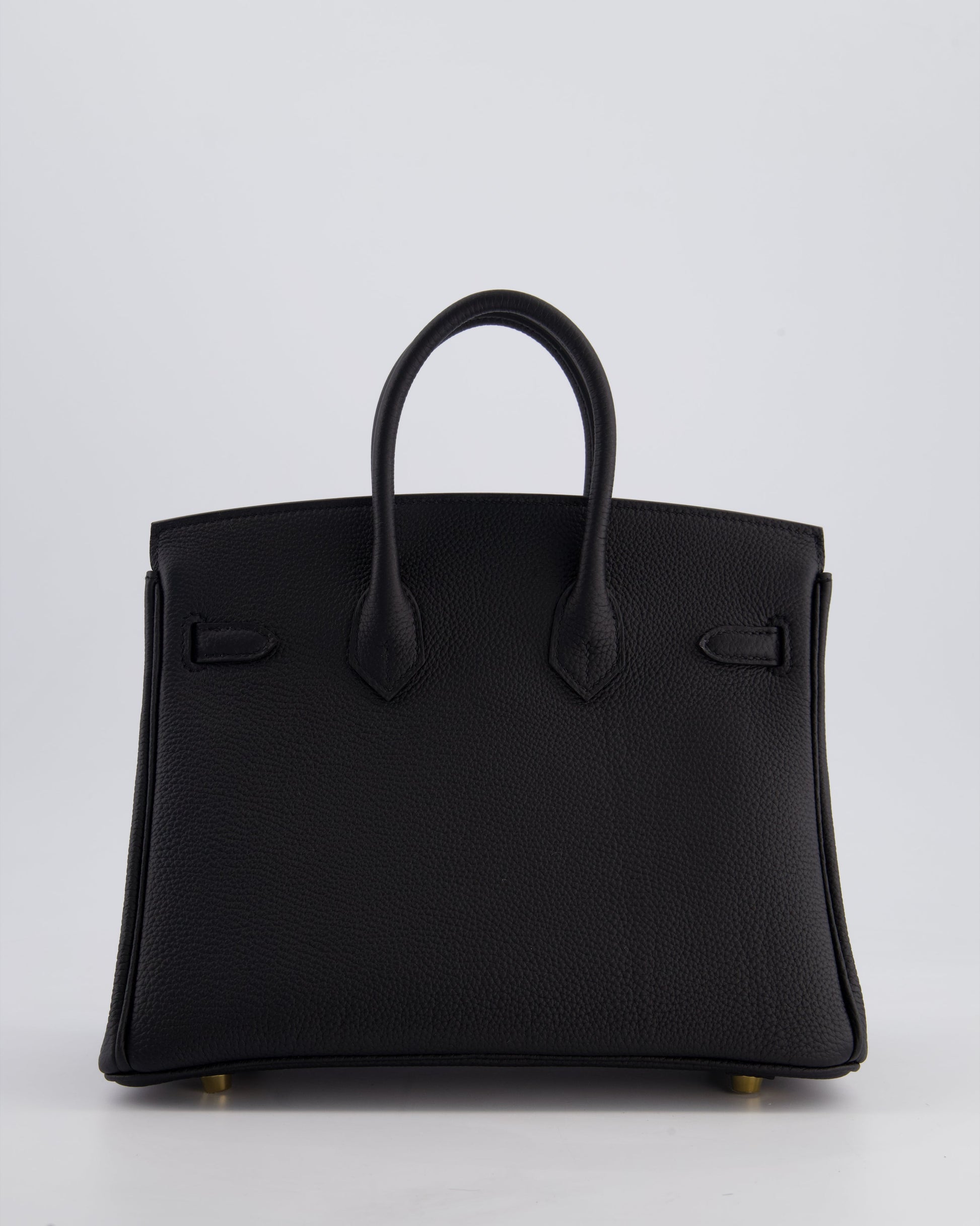 Hermes Birkin 25 Retourne Bag in Noir Togo Leather with Brushed Gold Hardware