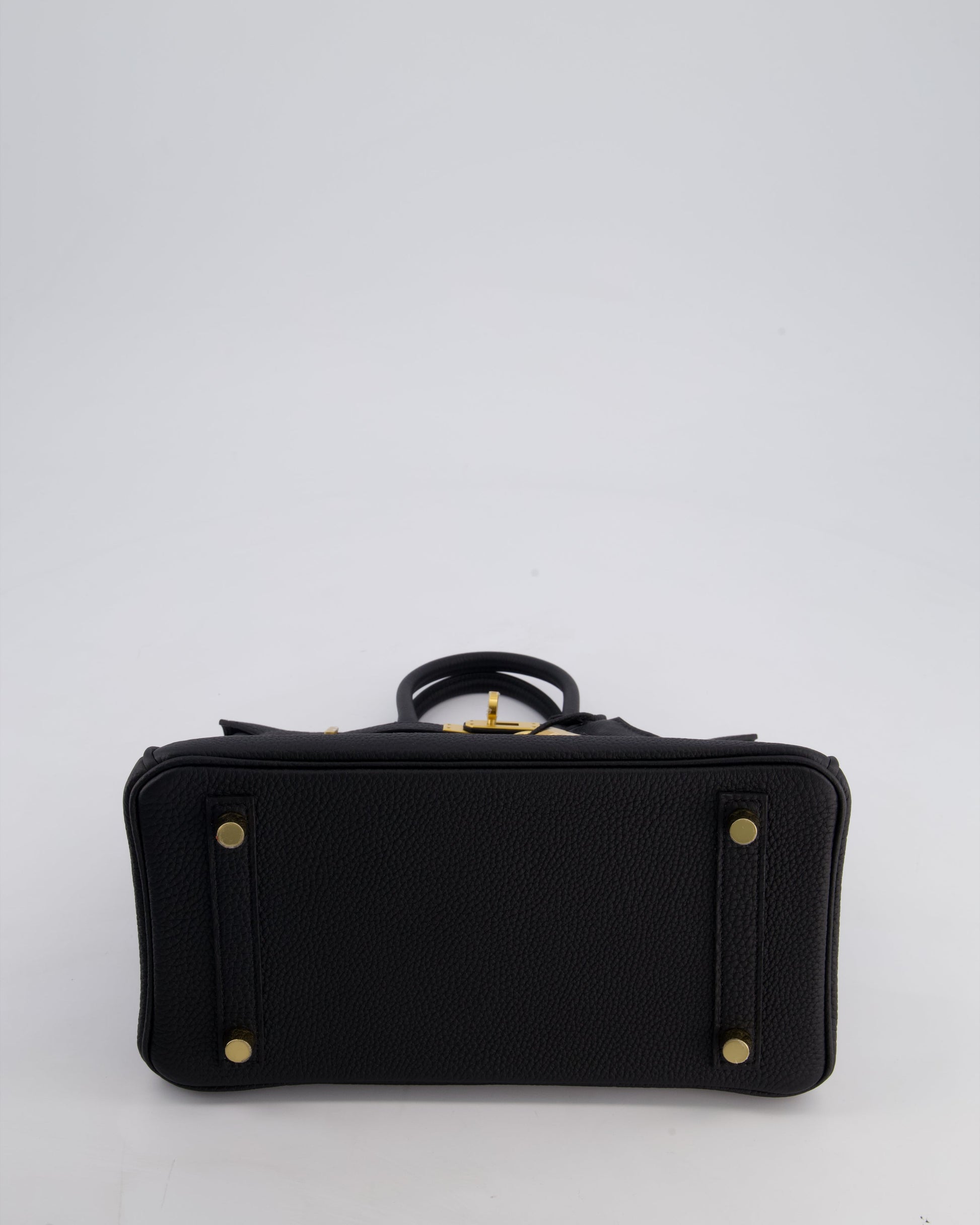 Hermes Birkin 25 Retourne Bag in Noir Togo Leather with Brushed Gold Hardware