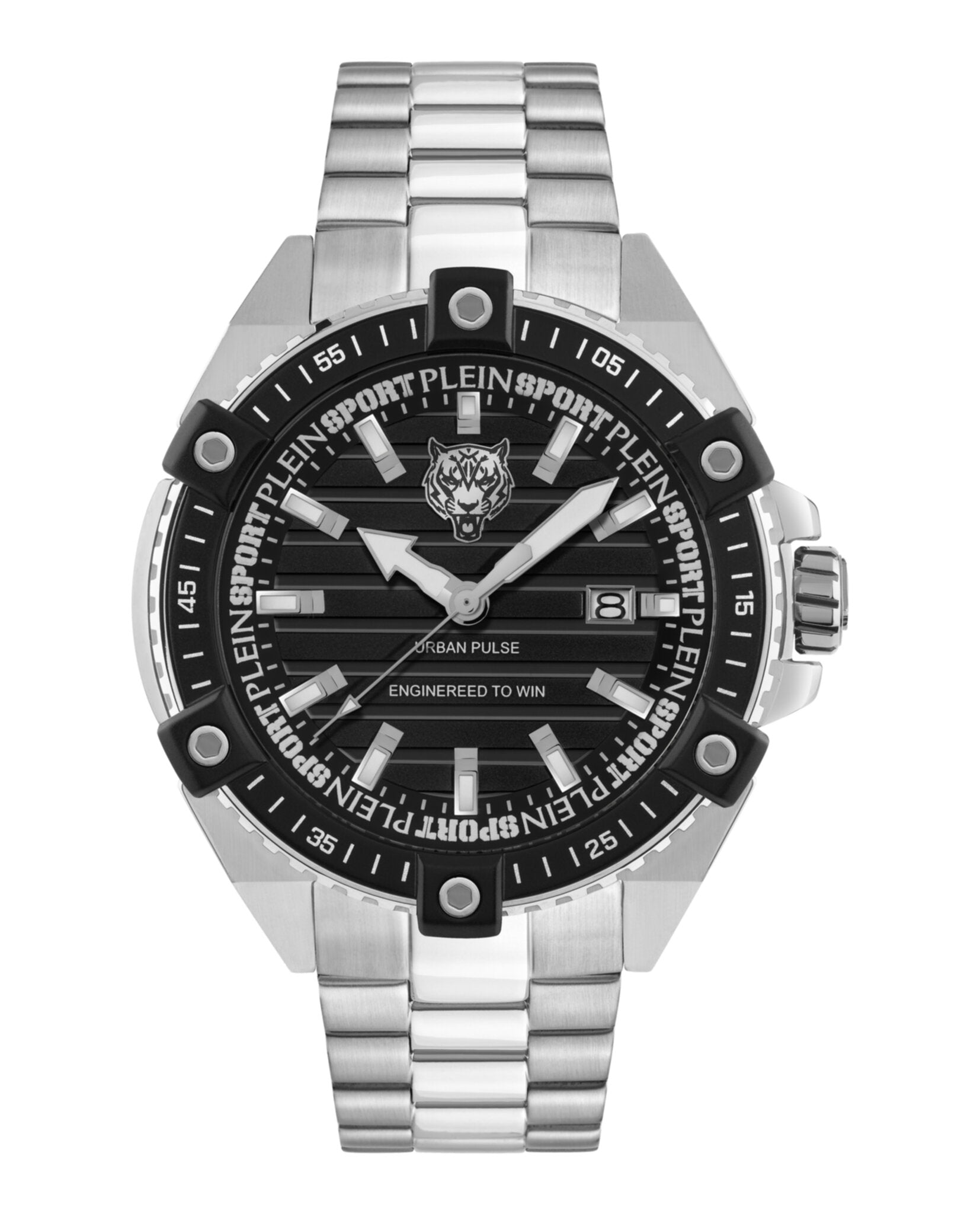 Plein Sport Mens Stainless Steel 47mm Bracelet Fashion Watch Stainless Steel
