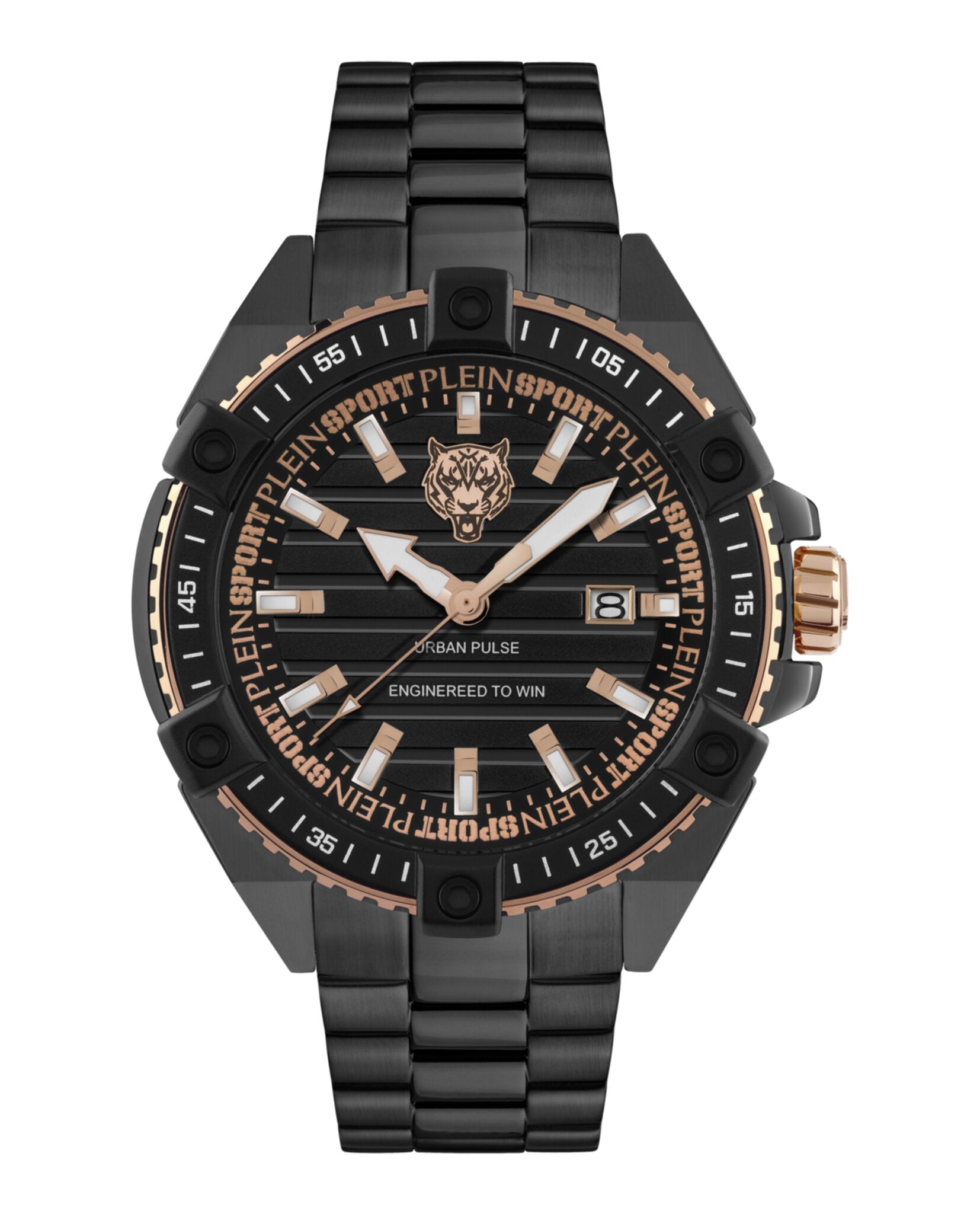 Plein Sport Mens Black 47mm Bracelet Fashion Watch Black