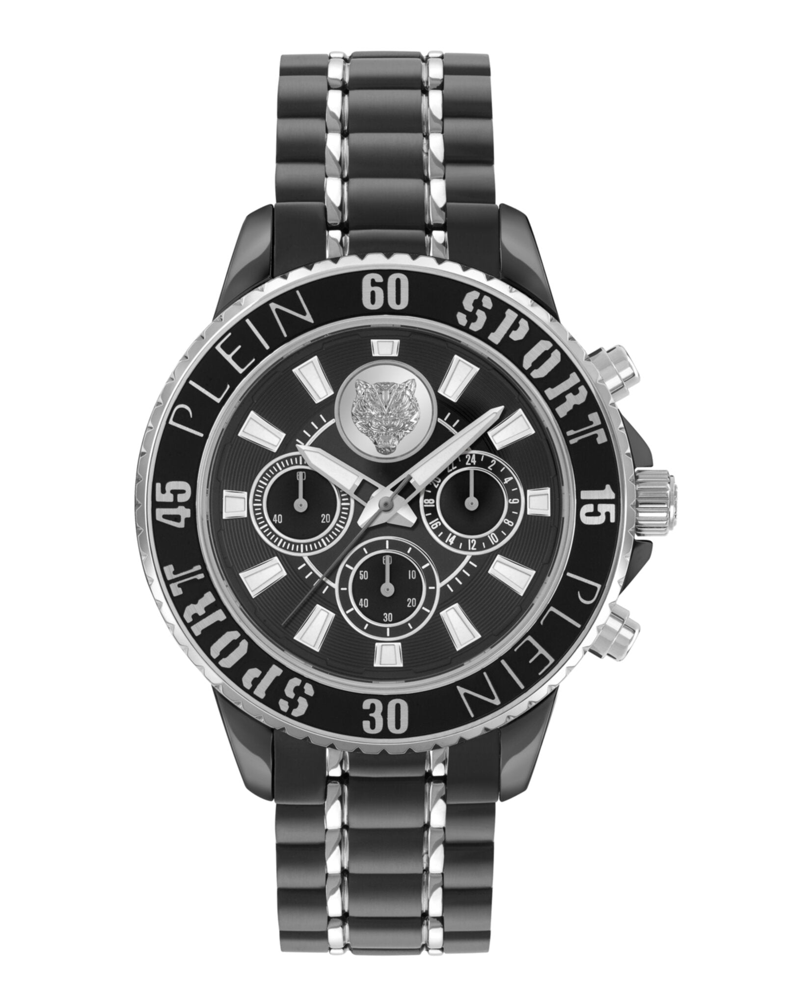 Plein Sport Mens Two Tone 44mm Bracelet Fashion Watch Two Tone
