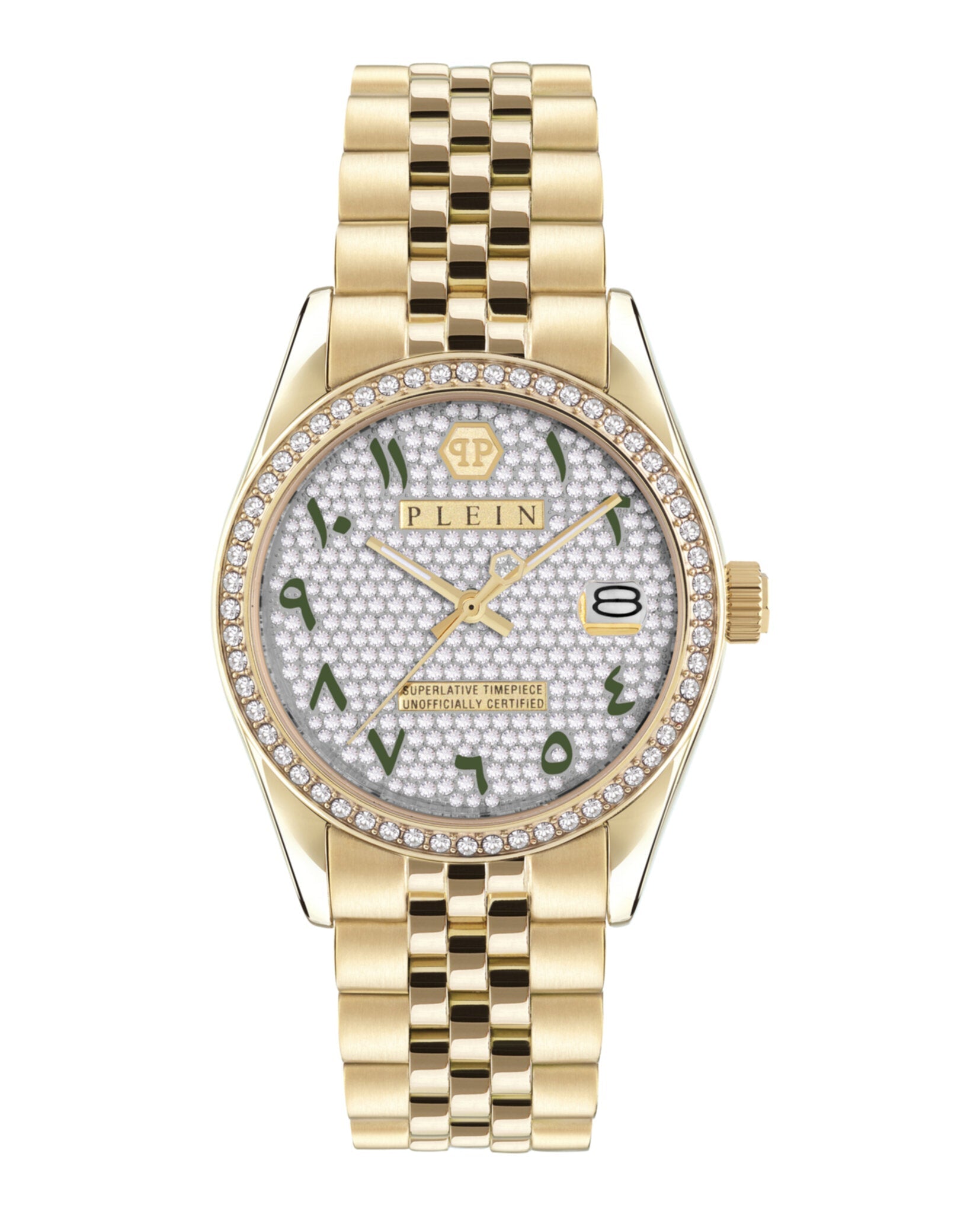 Philipp Plein Womens Date Superlative Gold 38mm Bracelet Fashion Watch