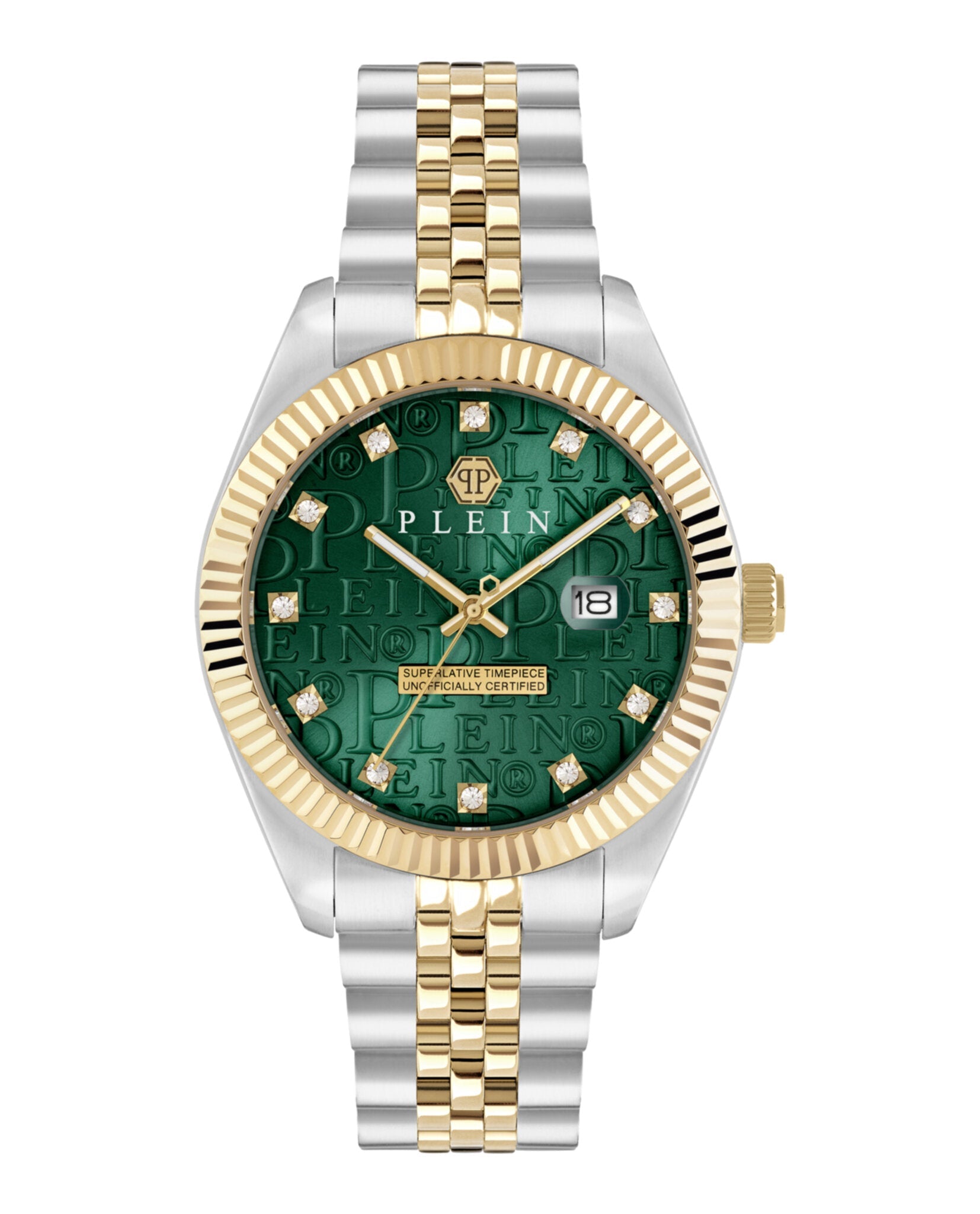 Philipp Plein Mens Two Tone 41mm Bracelet Fashion Watch Two Tone