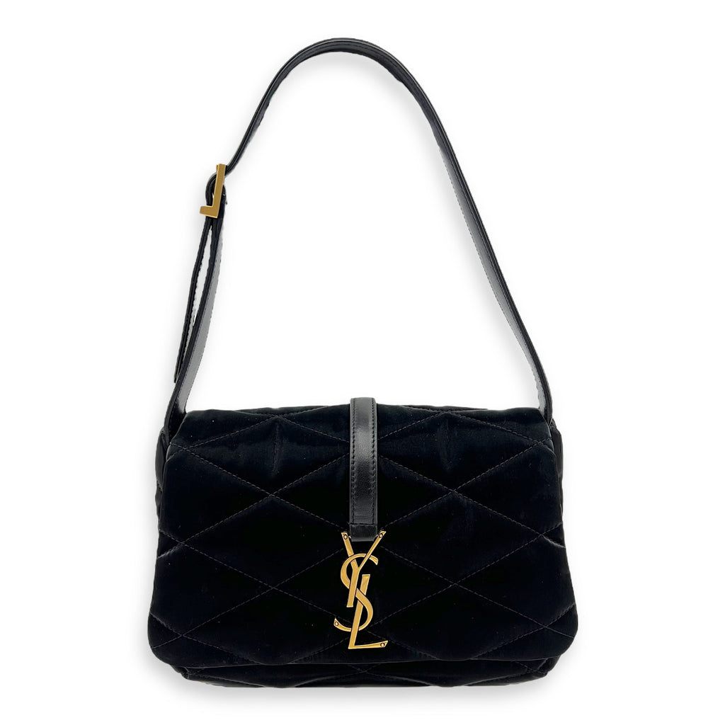 Saint Laurent Le 57 Black Shoulder Bag in Satin, Gold hardware