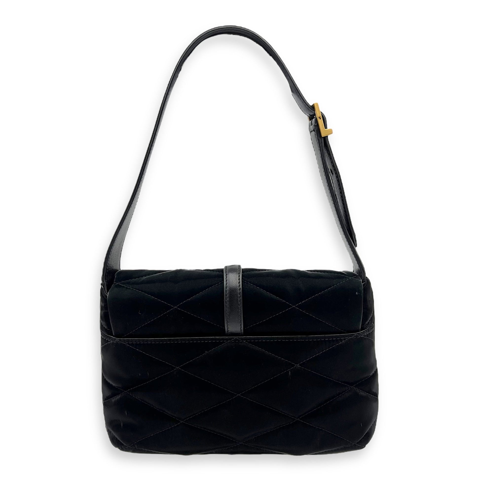 Saint Laurent Le 57 Black Shoulder Bag in Satin, Gold hardware