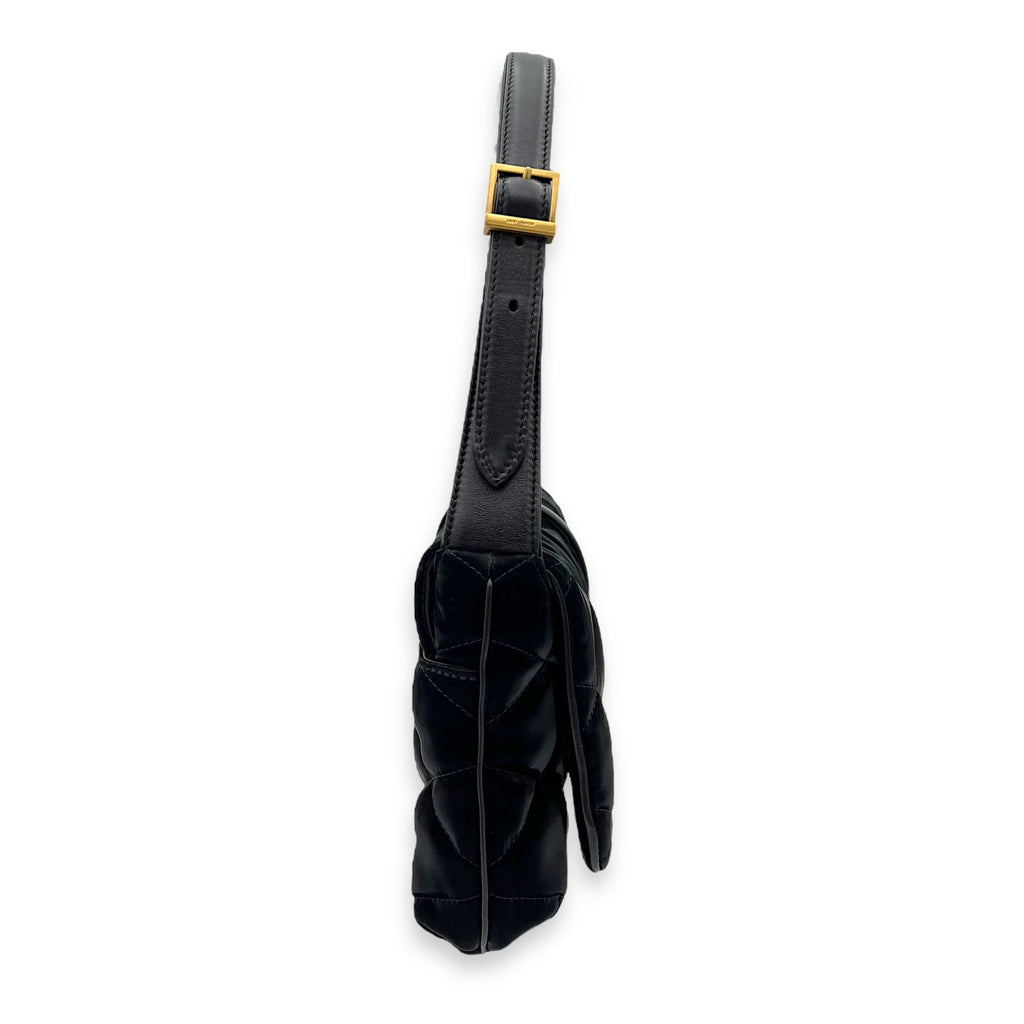 Saint Laurent Le 57 Black Shoulder Bag in Satin, Gold hardware