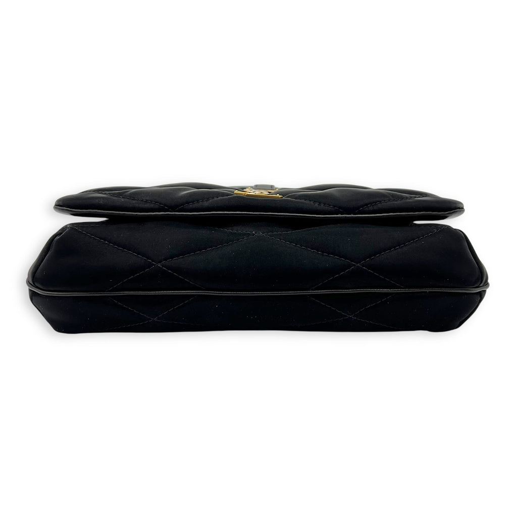 Saint Laurent Le 57 Black Shoulder Bag in Satin, Gold hardware