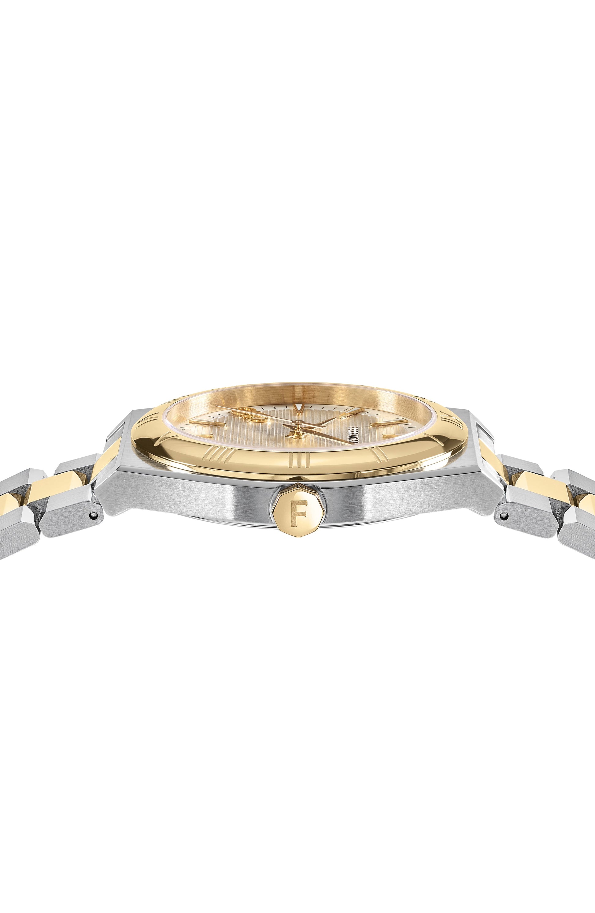 Ferragamo Mens Vega Two Tone 40mm Bracelet Fashion Watch