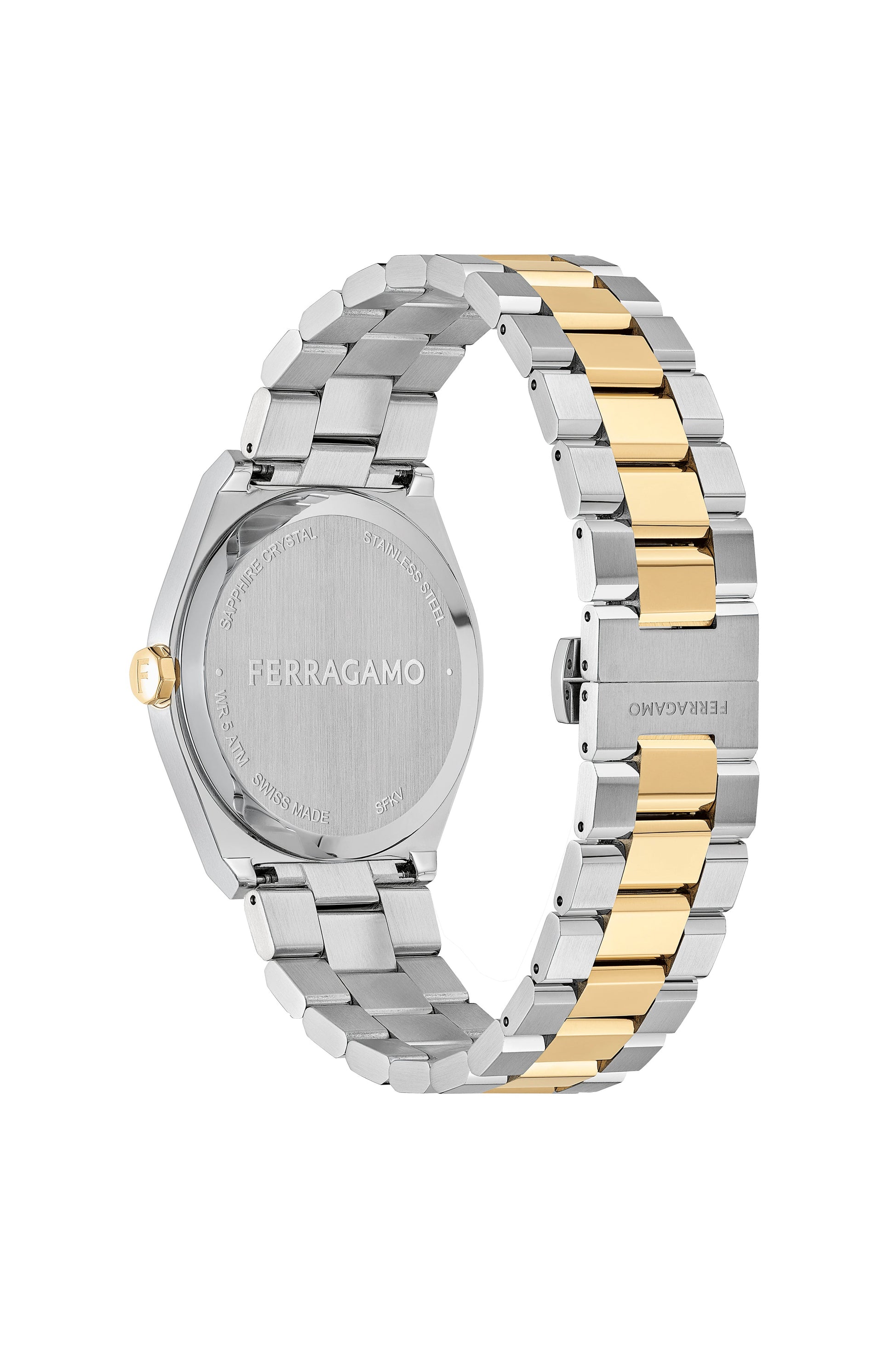Ferragamo Mens Vega Two Tone 40mm Bracelet Fashion Watch