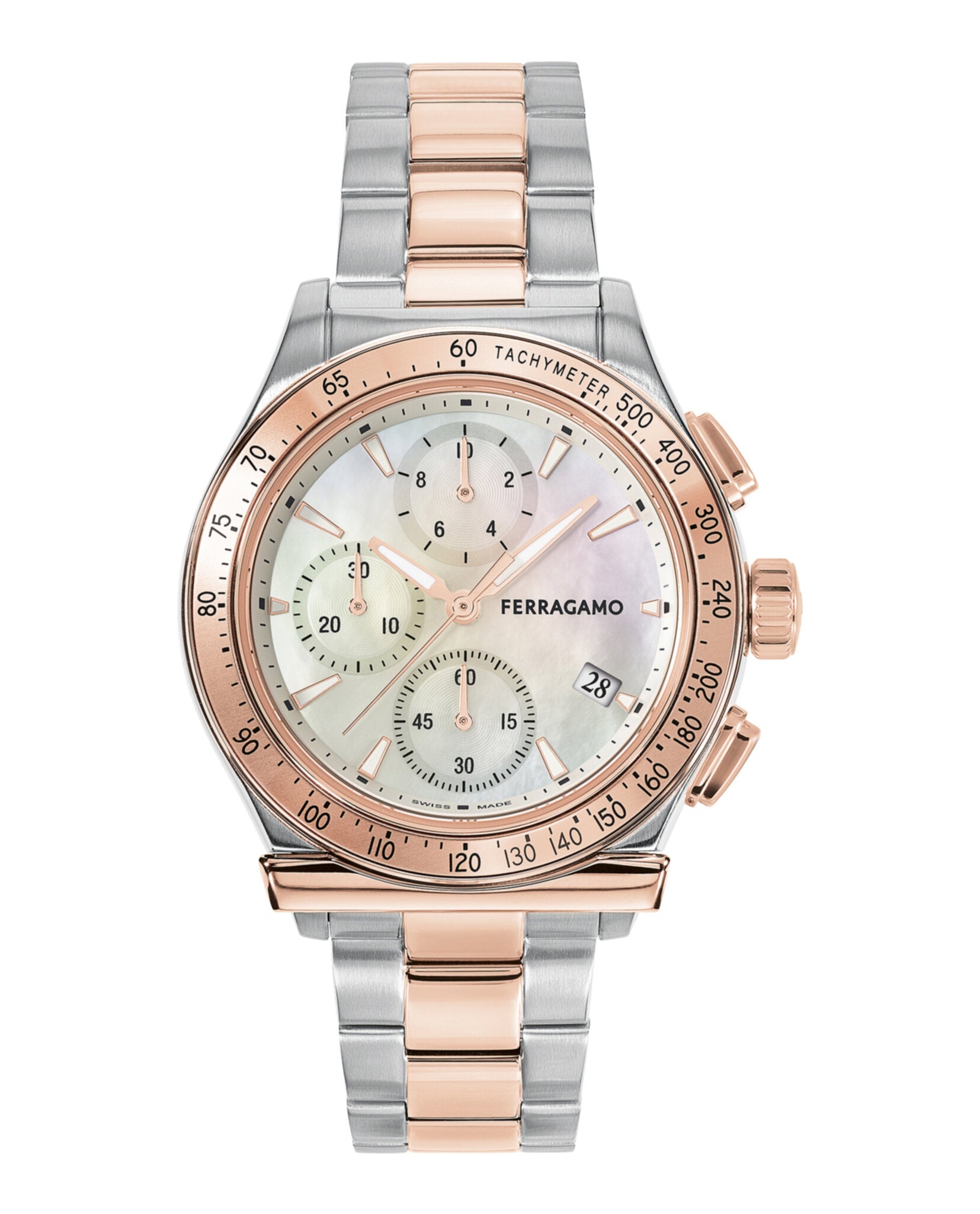 Ferragamo Womens Ferragamo 1927 Two Tone 38mm Bracelet Fashion Watch Two Tone