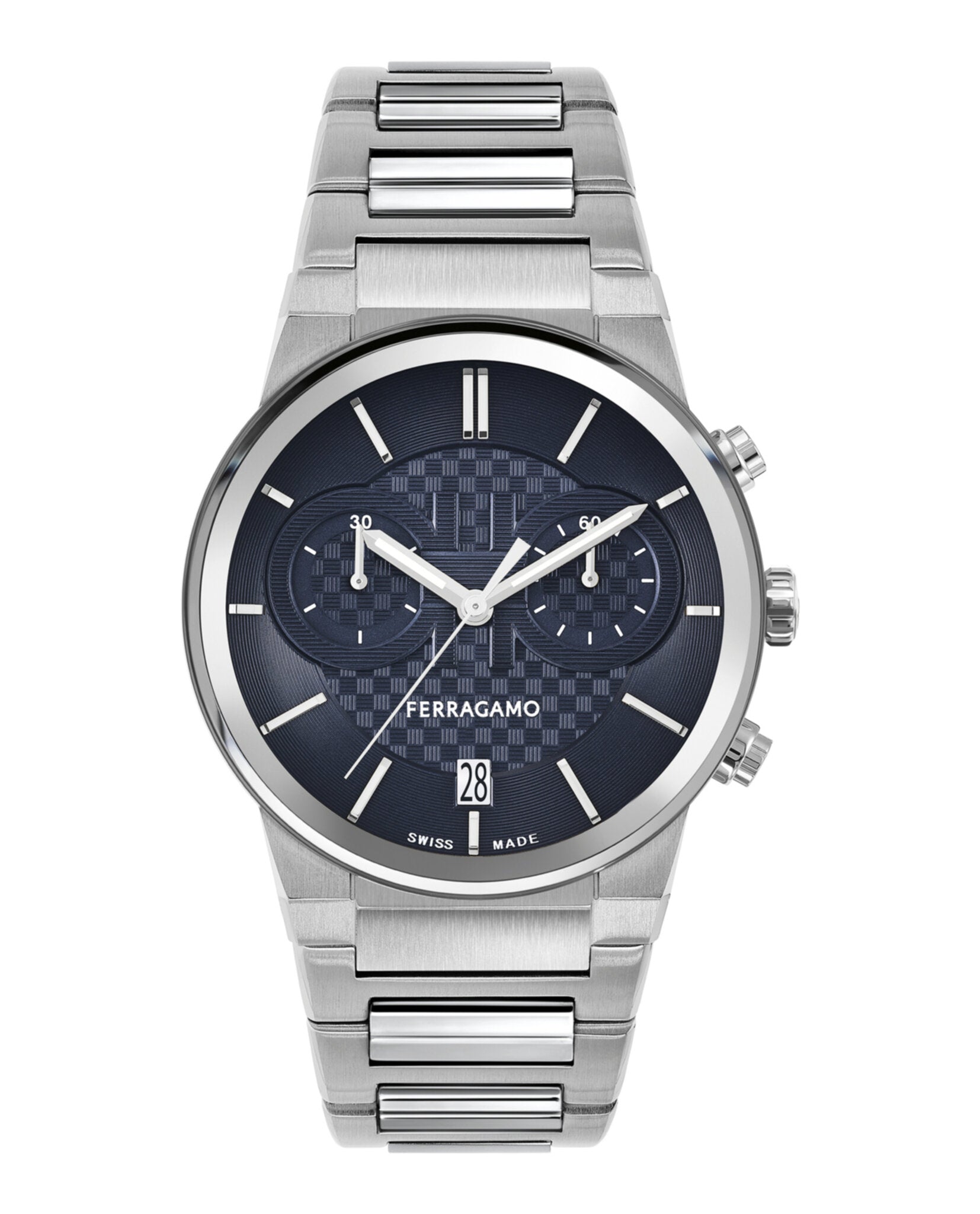 Ferragamo Mens Ferragamo Sapphire Stainless Steel 41mm Bracelet Fashion Watch Stainless Steel