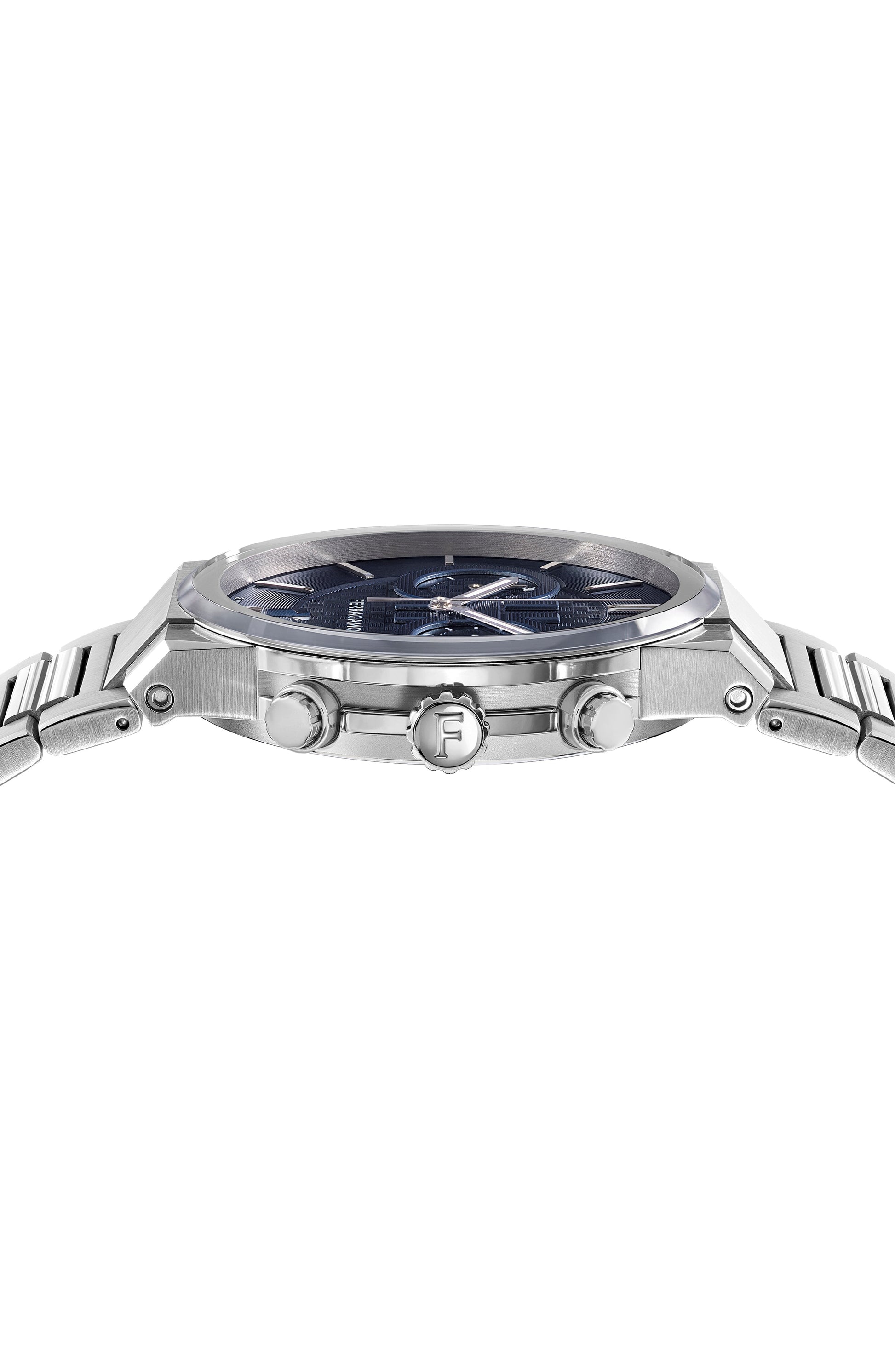 Ferragamo Mens Ferragamo Sapphire Stainless Steel 41mm Bracelet Fashion Watch