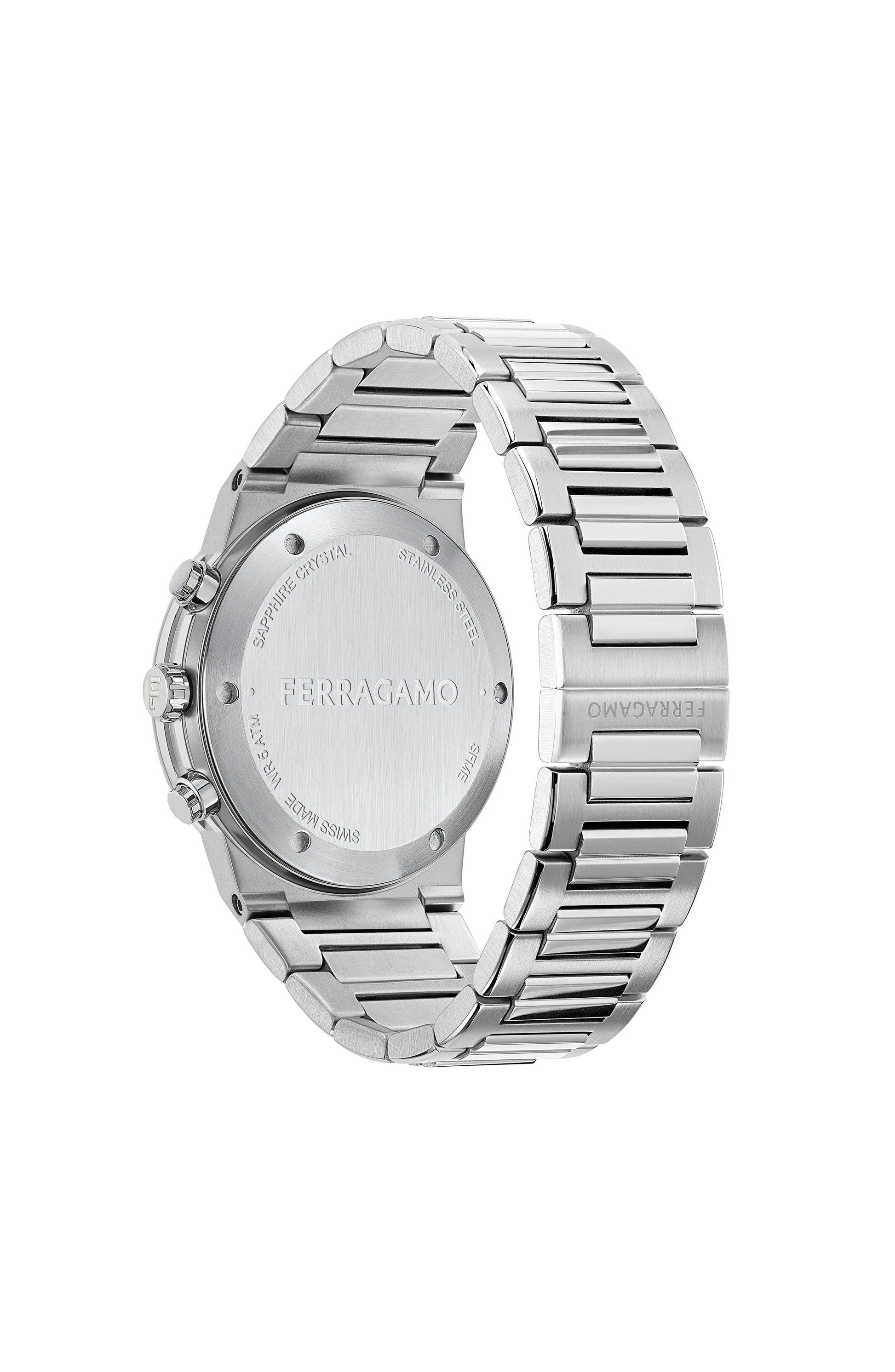 Ferragamo Mens Ferragamo Sapphire Stainless Steel 41mm Bracelet Fashion Watch