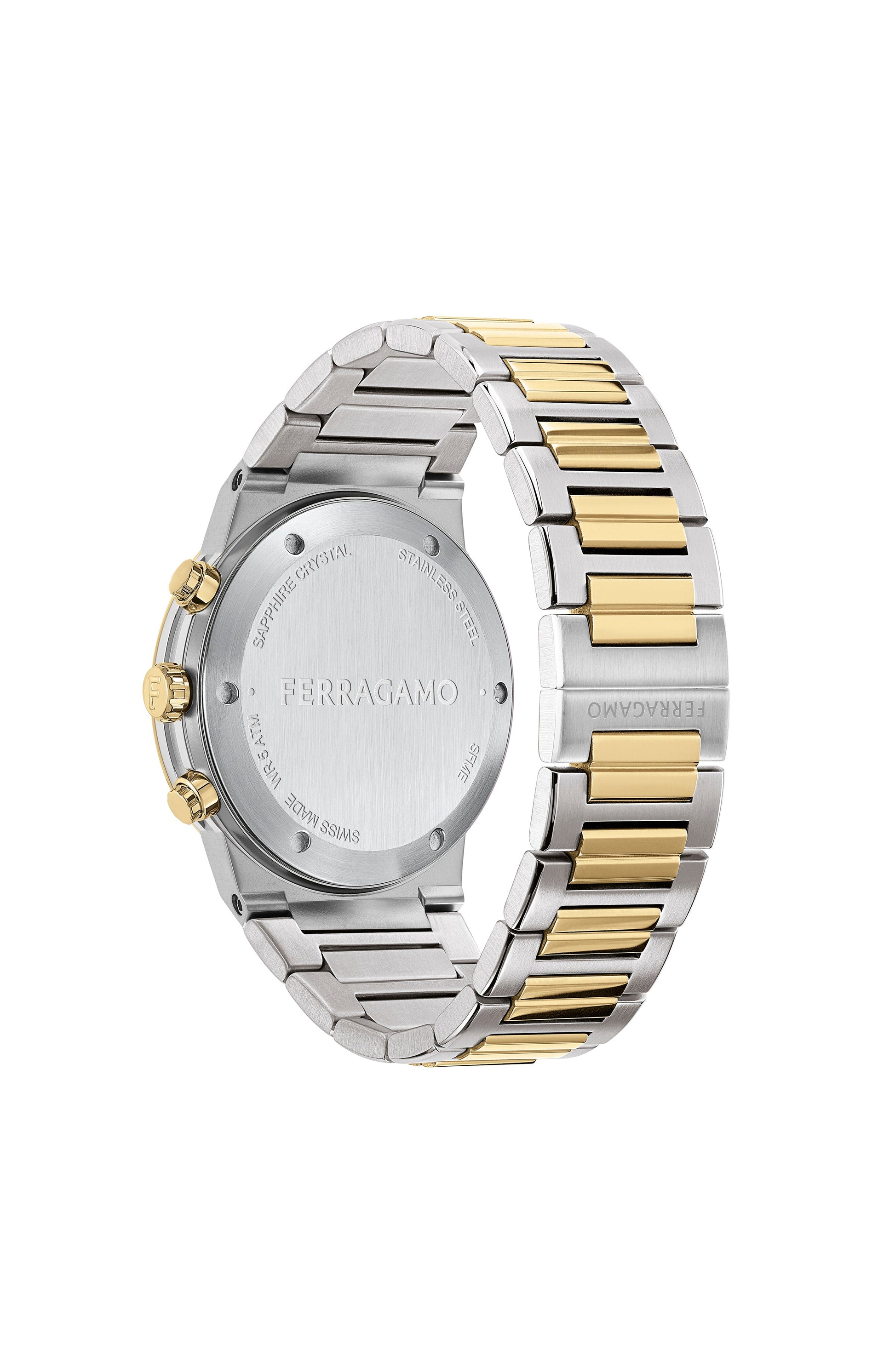 Ferragamo Mens Ferragamo Sapphire Two Tone 41mm Bracelet Fashion Watch