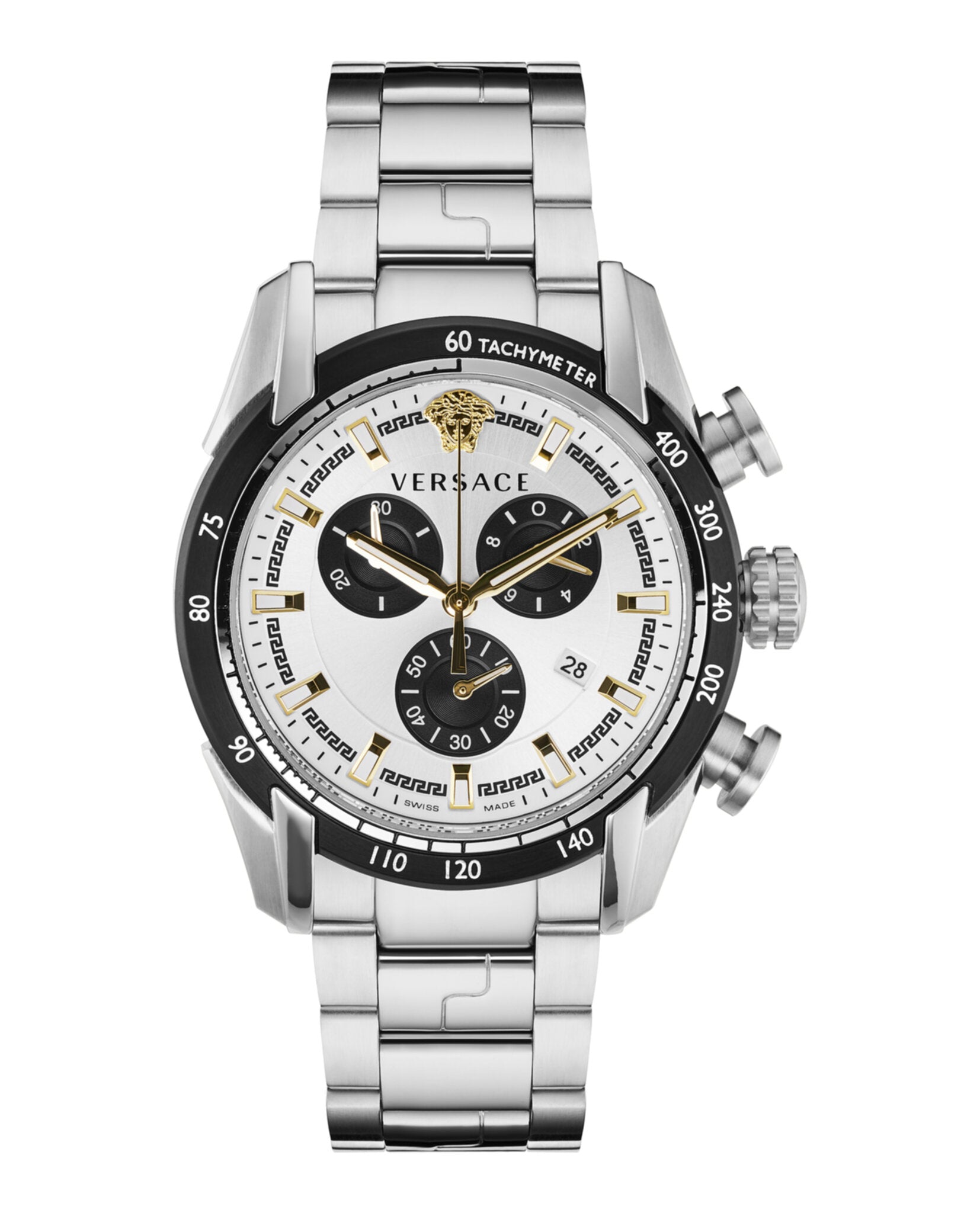 Versace Mens V-Ray Stainless Steel 44mm Bracelet Fashion Watch