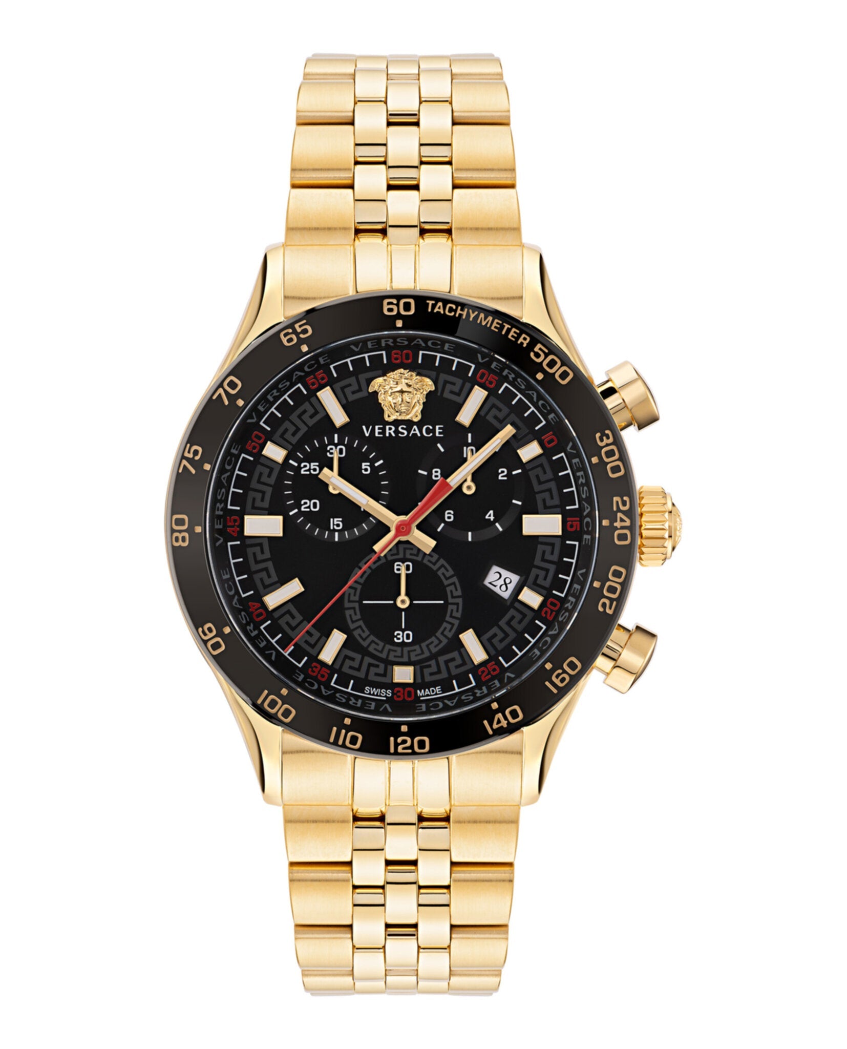 Versace Mens Hellenyium IP Yellow Gold 44mm Bracelet Fashion Watch