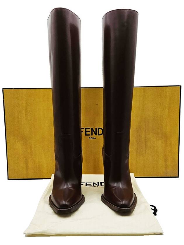 Fendi Fendi brown baguette cut leather long boots 38