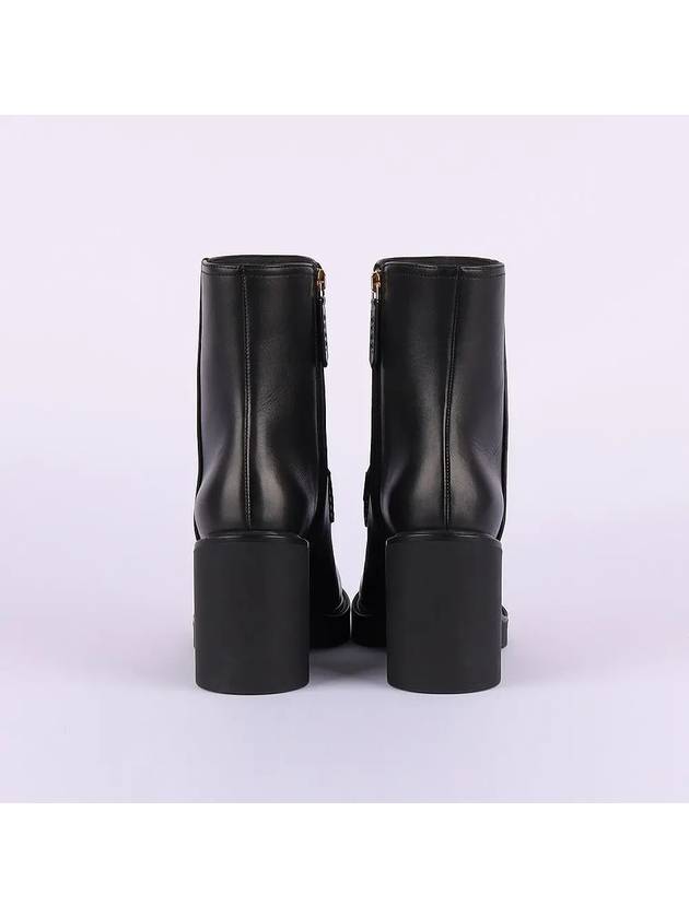 Gucci Logo Buckle Leather Middle Boots Black