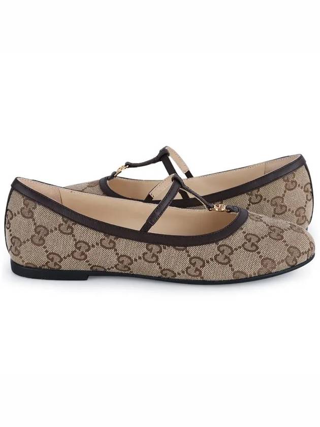 Gucci Kids Teen Double G Ballet Flat Shoes Beige