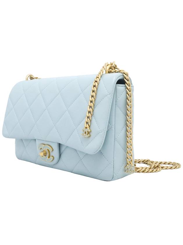 Chanel AS3114 Sky Blue Lambskin Gold Metal Mini Flap Petit Sac Chain Shoulder Bag