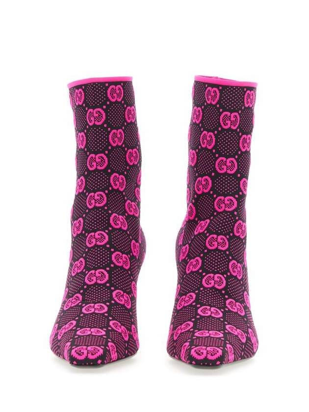 Gucci GG knit ankle boots pink