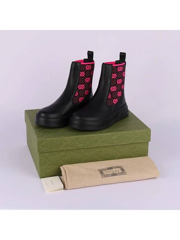 Gucci GG Jersey Leather Chelsea Boots Black