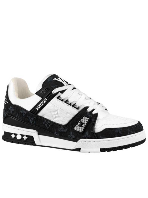 Louis Vuitton LV Trainer Denim Calfskin Low Top Sneakers White Black