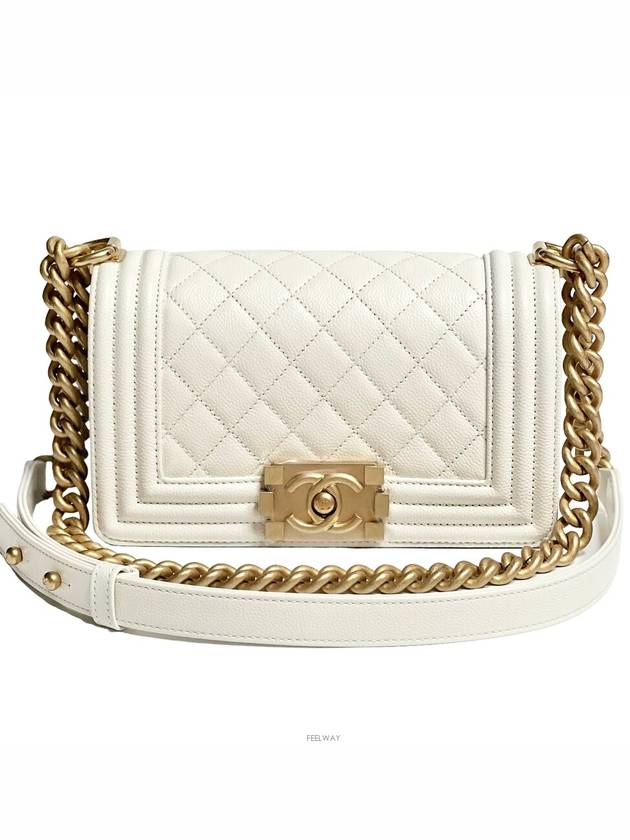 Boy Chanel Gold Flap Shoulder Bag White