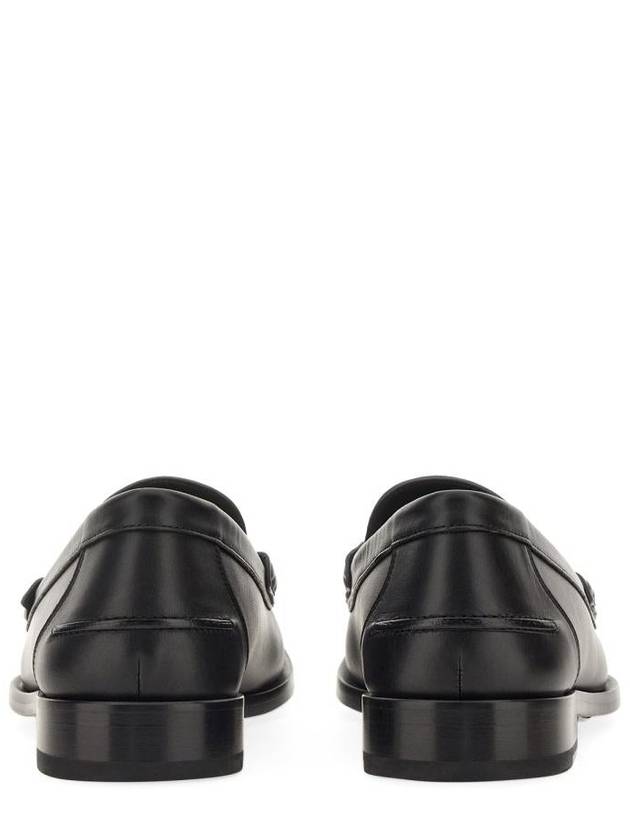 Fendi FF O Rock Fabric Leather Loafers Black Brown