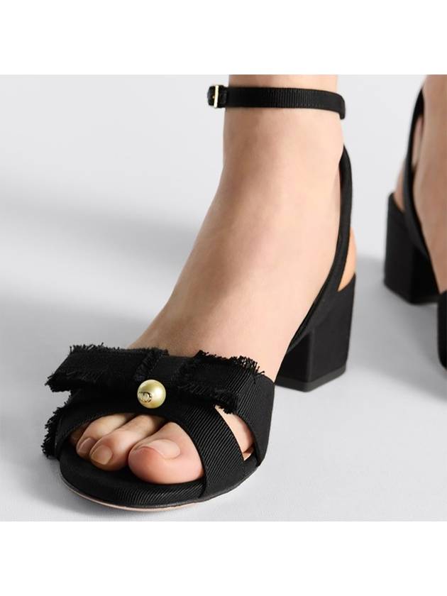 Christian Dior Adiorable Fringe Grosgrain Sandal Heels Black