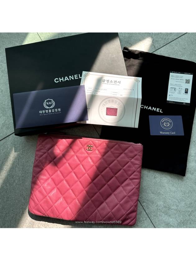 Chanel Women s Classic Caviar Gold Clutch Bag Medium Pink