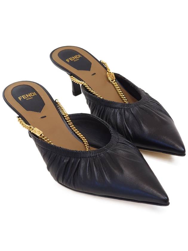 Fendi Colibri Lite Chain Ankle Strap Mule Heel Black