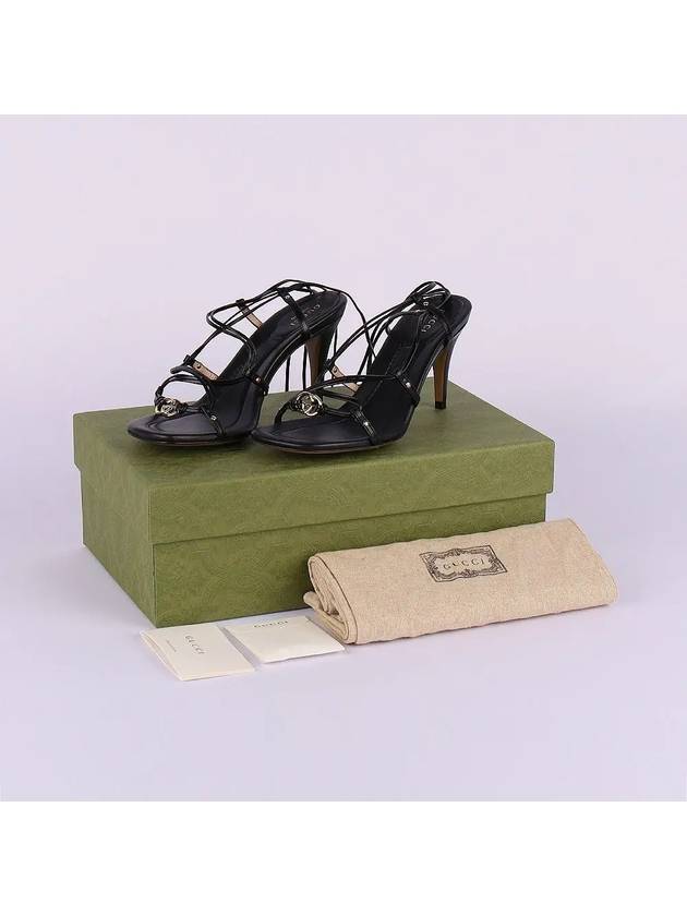 Gucci Interlocking G Strappy Sandal Heels Black