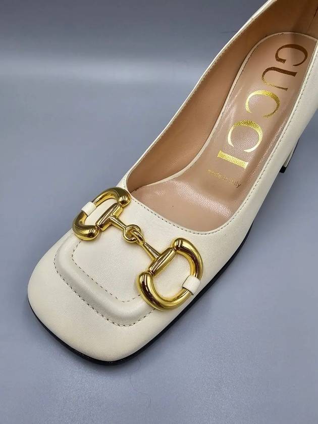 Gucci Horsebit Mid Heel Pumps White