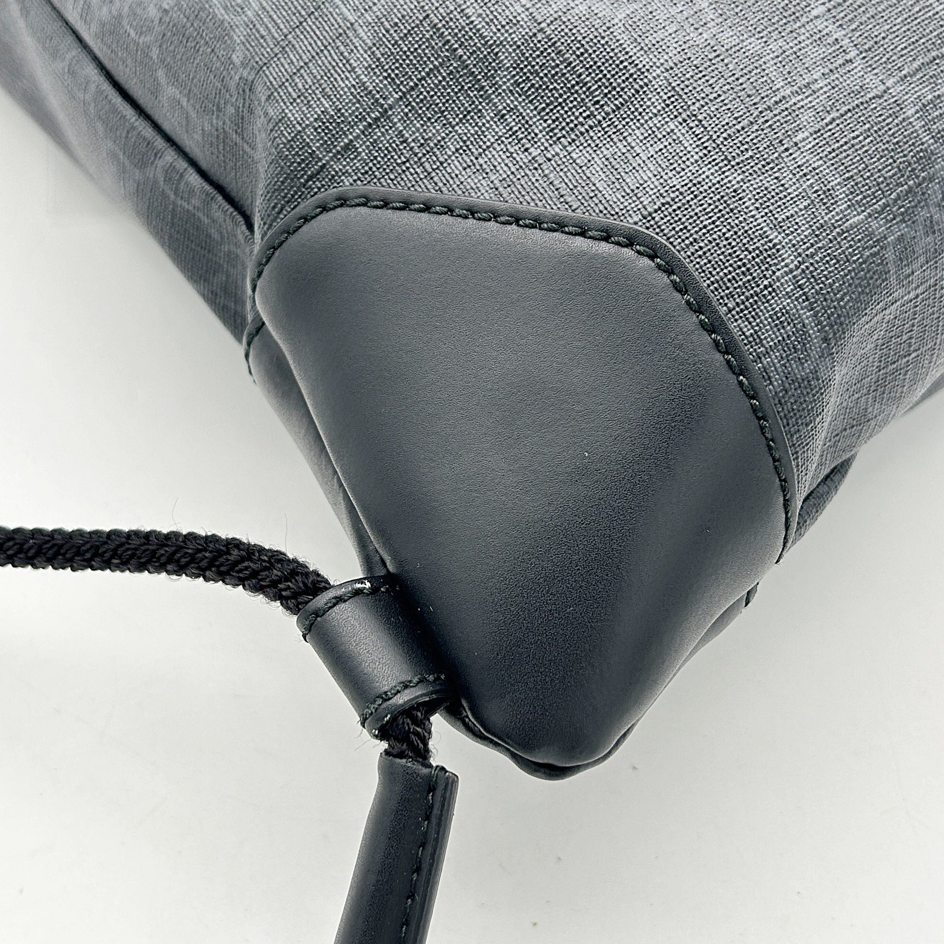 GUCCI Soft GG Supreme Monogram Appia Calfskin Web Drawstring Backpack Black LA2292