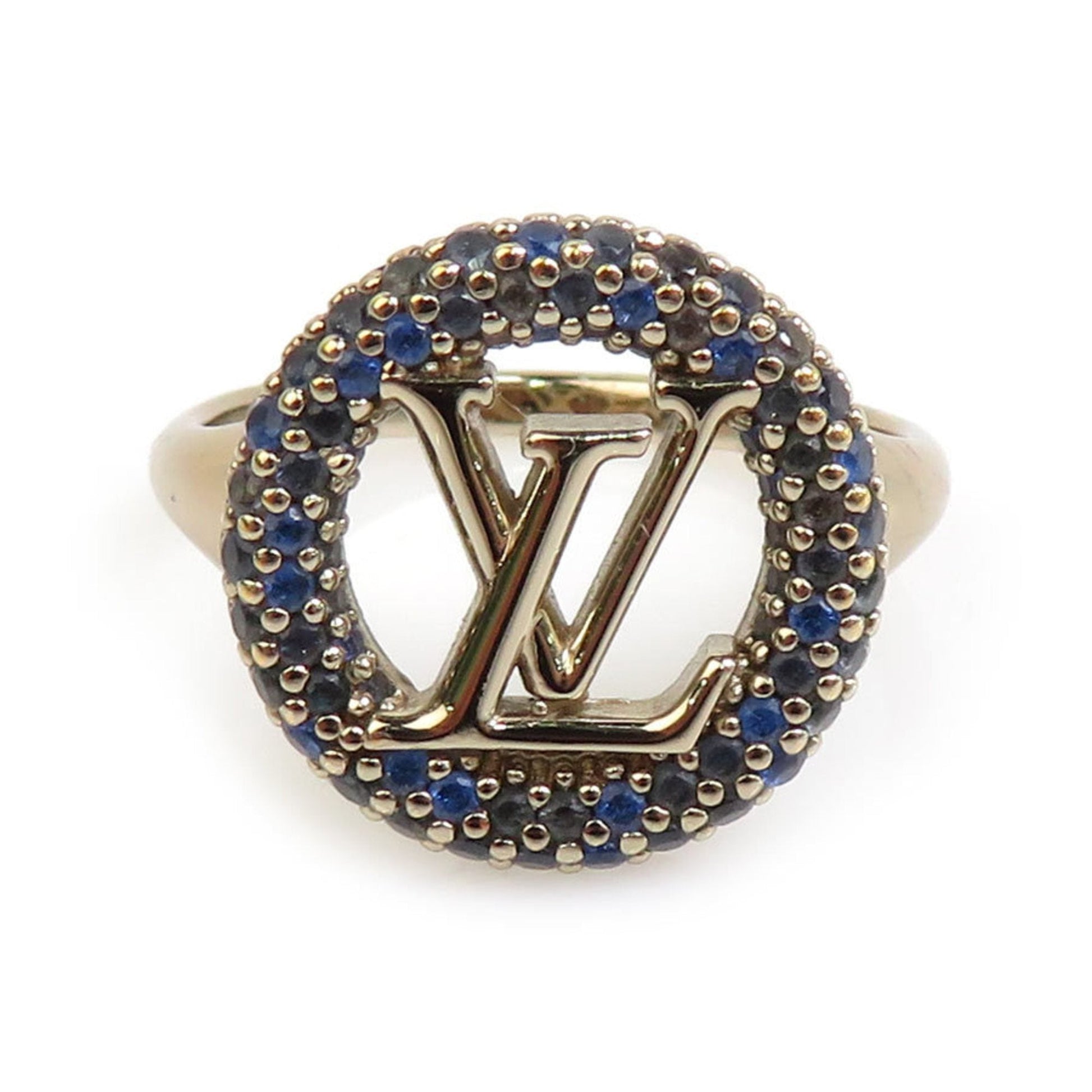 Louis Vuitton blue gold Metal Rhinestone Band Ring