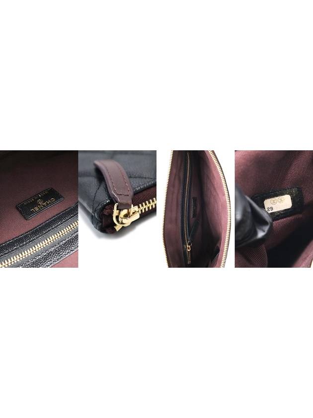 Chanel A82545 Black Caviar Gold Classic New Medium Clutch No 29