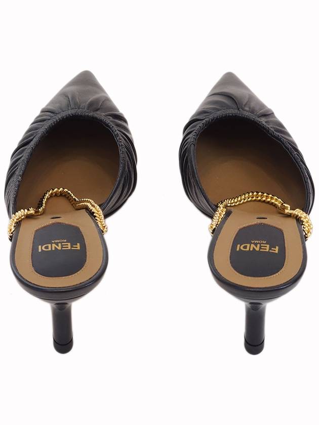 Fendi Colibri Lite Chain Ankle Strap Mule Heel Black