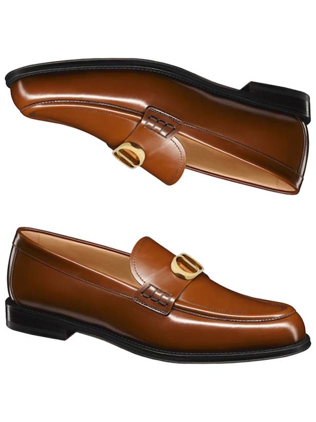 Christian Dior Granville CD Logo Leather Loafers Middle Brown