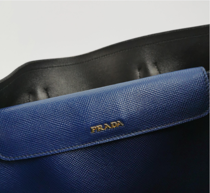 Preloved Prada Double Bag 35cm Blue 250209781055605