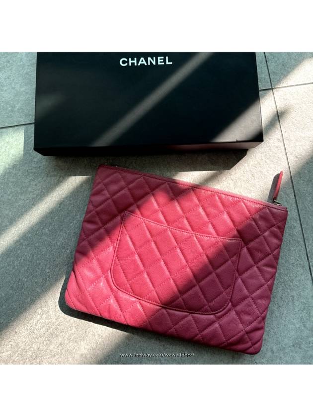 Chanel Women s Classic Caviar Gold Clutch Bag Medium Pink